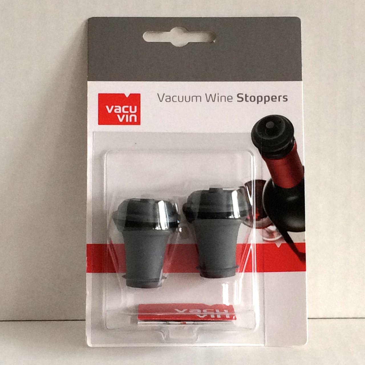 Vacu Vin Wine Saver Vacuum Stoppers – Set of 2 – Grey